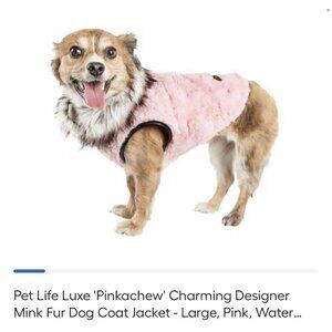 Pet Life Luxe Large "Pinkachew" Charming Designer Faux Fur Dog Coat Jacket Pink